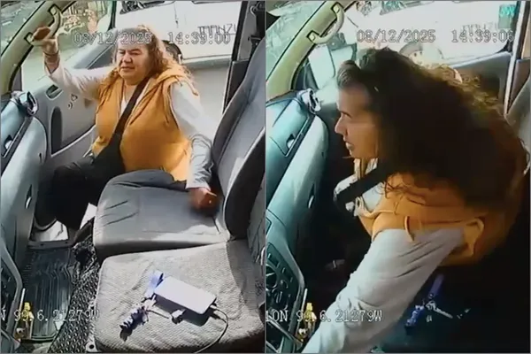 La cámara de seguridad instalada en la misma combi registró el momento en que la mujer se sube a la unidad y de inmediato toma el dinero para robárselo.