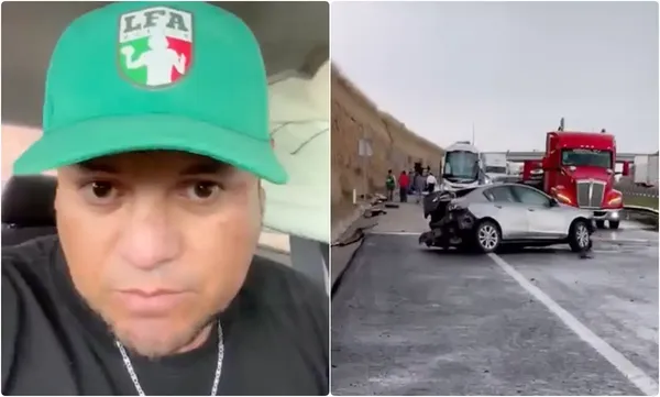 El vehículo del productor Ali Hernández Corrales terminó en pérdida total tras el choque provocado por desperfectos en el Arco Norte.