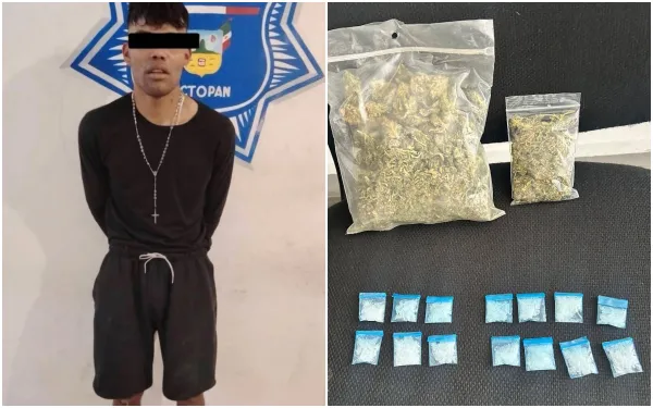 Sujeto detenido en Actopan con droga y motocicleta robada.