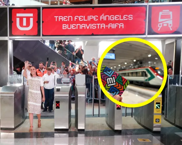 Presidenta Claudia Sheinbaum cortando el listón inaugural en el Tren Suburbano hacia el AIFA.