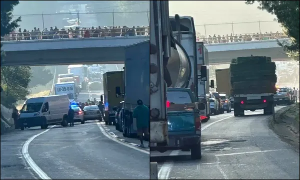 Habitantes de Acaxochitlán retiraron el bloqueo en la autopista México–Tuxpan, a la altura de Santiago Teapa, tras alcanzar acuerdos sobre seguridad y mantenimiento vial. Fotos: RRSS