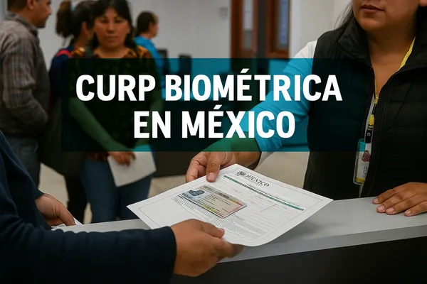 Persona entregando documentos para tramitar la CURP Biométrica en un módulo del gobierno
