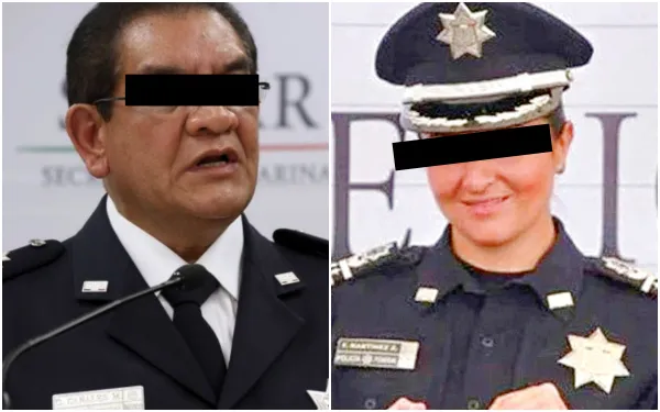 Retratos de Damián Canales Mena y Frida Martínez Zamora, exmandos de la Policía Federal inhabilitados por desvío de recursos.