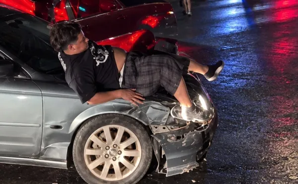 Boulevard Agua Caliente en Tijuana, escena de la riña que terminó con dos atropellados
