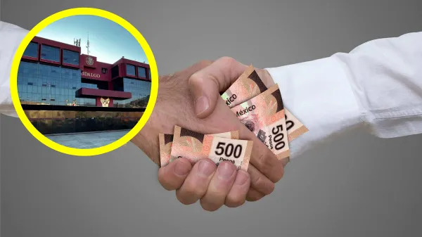 Gráfica oficial de la ENCIG 2025 que sitúa a Hidalgo por debajo de la media nacional en satisfacción, contrastada con el logotipo de la Contraloría Estatal.