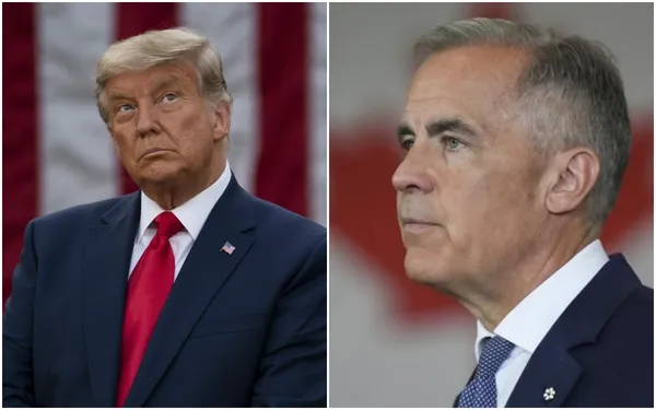 Donald Trump y un funcionario canadiense en imágenes separadas, en el contexto de nuevas tensiones comerciales por aranceles.