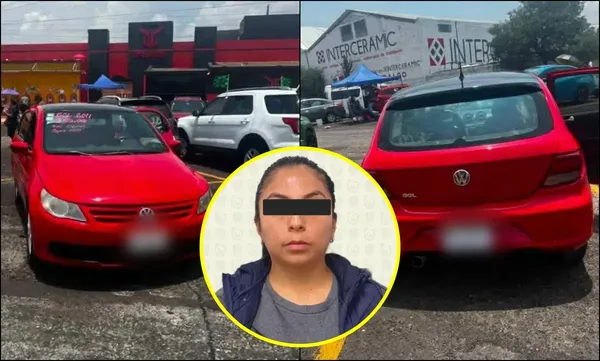 Agentes de Investigación Criminal de la PGJEH y la FGJCDMX coordinaron la captura de la sospechosa, señalada por presuntamente despojar a su víctima de un auto sedán rojo 2011 el cual ofertó dos días después en el Tianguis de Autos Usados que se instala en la Feria de Pachuca. Fotos: Cortesía/FGJCDMX