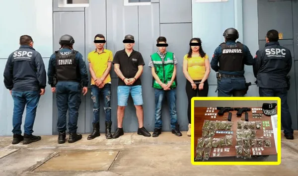 decomiso de armas y celulares a presuntos extorsionadores en Hidalgo.