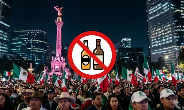 Las inmediaciones del Zócalo capitalino y el Fan Fest mantendrán restricción de venta de alcohol en envase cerrado este miércoles por el partido de la Selección Mexicana. Foto: Creada con apoyo de IA