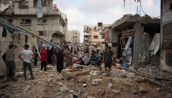 Distribución de ayuda alimentaria en la Franja de Gaza