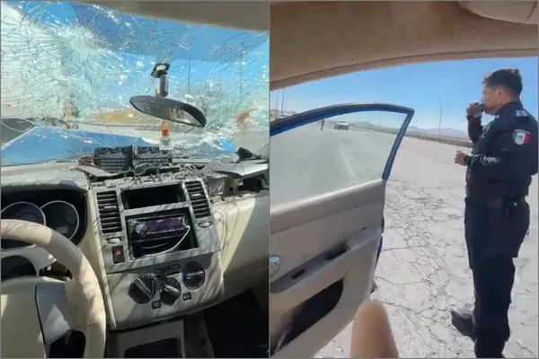 Un automovilista narró lesionado y desde el interior de su auto, cómo un tráiler les cerró el paso a la altura del Parque Industrial PLATAH.