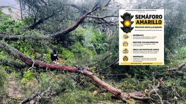 Infografía de Protección Civil Hidalgo sobre el semáforo amarillo por lluvias intensas