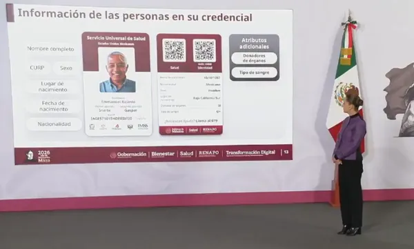 En la conferencia mañanera de la presidenta Claudia Sheinbaum, de este lunes 20 de enero, se anunció la nueva credencial para el Servicio Universal de Salud. Foto: Gobierno de México
