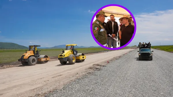 Julio Menchaca y personal de Sedena supervisan tramo en construcción del tren AIFA–Pachuca