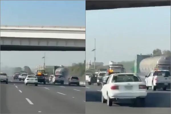 El presunto responsable del robo de una pipa fue detenido sobre la autopista México-Pachuca, a la altura de la comunidad de San Jerónimo, en el municipio de Tecámac, Estado de México. Foto: Cortesía