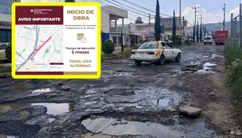 Señalización de cierre vial en Pachuca por obras urbanas