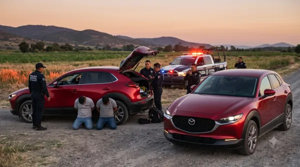 Camioneta SUV recuperada por la SSPH tras persecución en la carretera México-Tuxpan
