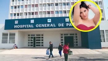 Hospital General de Pachuca con retrato insertado de Teresa Ferrer, actriz mexicana que falleció tras denunciar falta de medicamentos.