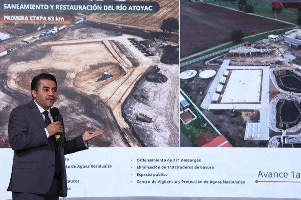 Trabajos de saneamiento en el río Tula, Hidalgo, dentro del programa federal de rescate de cuencas
