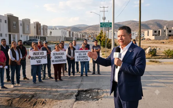 Julio Menchaca Salazar sobre municipalización de fraccionamientos del sur de Pachuca Imagen IA