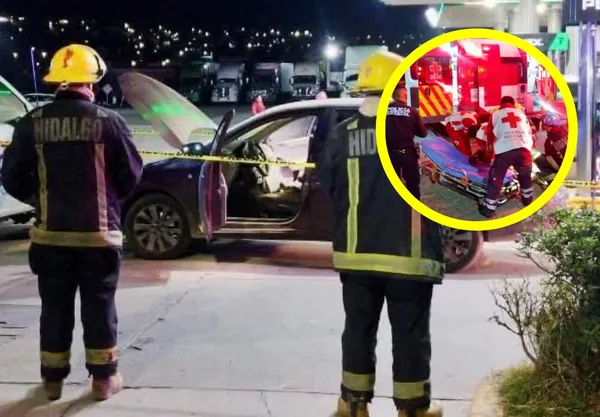 Explosión en gasolinera: vehículo en llamas y hombre con quemaduras de segundo grado.