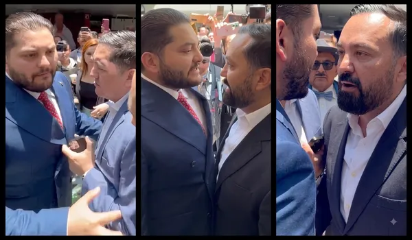 Diputado del PRI encara a legislador de Morena en el patio del Federalismo del Congreso