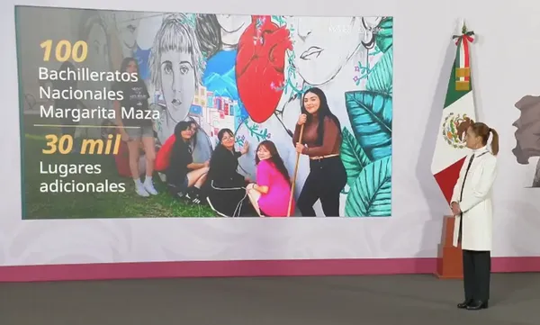 La presidenta Claudia Sheinbaum presentó el modelo educativo flexible para combatir la deserción escolar en el nivel medio superior. Foto: Gobierno de México