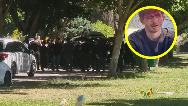 Entrada del panteón Recinto de la Paz en Zapopan custodiado por autoridade