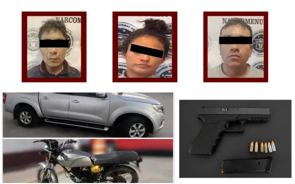 Fuerte operativo policial deja tres detenidos con armas y drogas en Tezontepec.