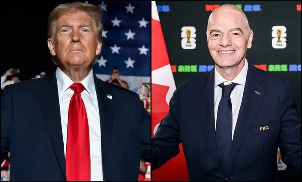 La llamada de Trump a Infantino para revisar la expulsión de Folarin Balogun ha desatado un conflicto con la UEFA y la Federación Belga. Fotos: RRSS / Donald Trump / Gianni Infantino