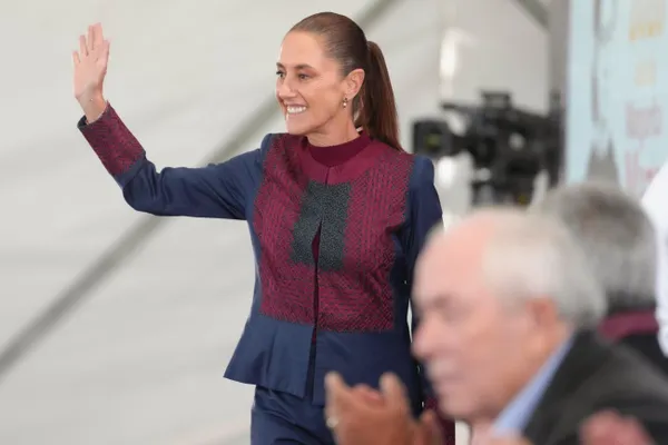 Claudia Sheinbaum Pardo durante acto público por el informe estatal en Tepic, Nayarit