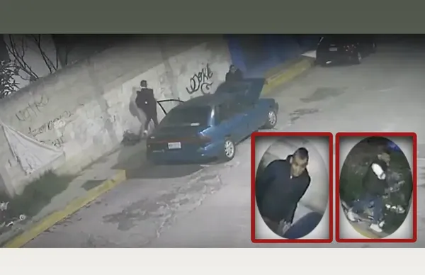 Ladrones son captados mientras intentan robarse un auto en la calle Santa Gertrudis, en la colonia Río de la Soledad, en Pachuca.