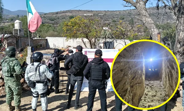 El túnel contaba con una altura de 1.70 metros y estaba conectado directamente a ductos de Pemex; la entrada estaba oculta bajo una estructura de fosa séptica. Foto: PGJEH