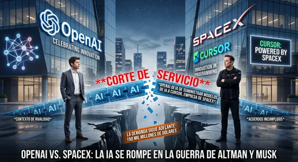 Disputa tecnológica entre OpenAI y SpaceX por el uso de modelos de inteligencia artificial en Cursor.