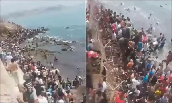 La llegada de cerca de 60 mil migrantes procedentes de Marruecos al enclave español en el norte de África ha desencadenado una compleja crisis diplomática e internacional. Fotos: @AlertaNews24