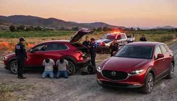 Camioneta SUV recuperada por la SSPH tras persecución en la carretera México-Tuxpan